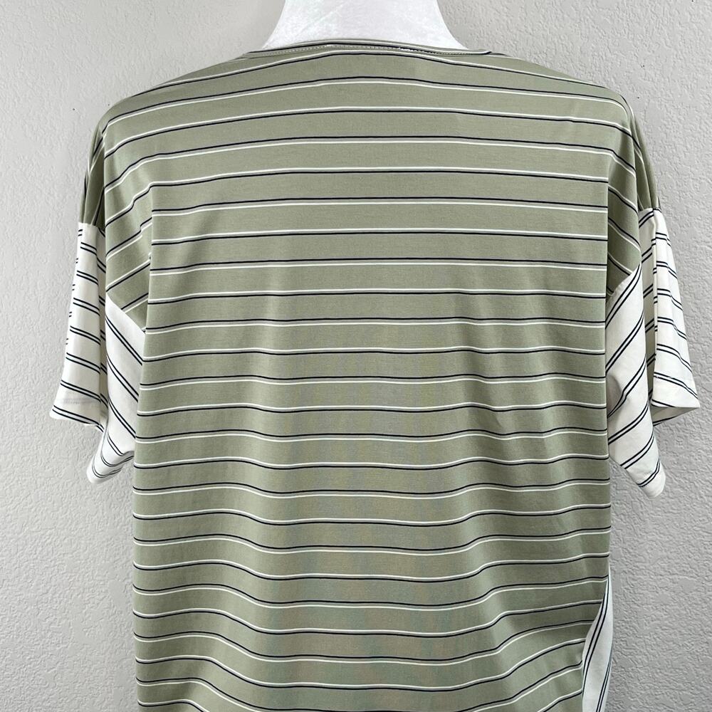 Suzanne Betro Weekend Green Stripe Side-Tie Tunic Top Short Sleeve S NWT - Picture 10 of 14